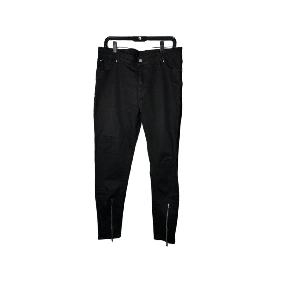 OSOS Sleek Black Denim‎ Jeans with Ankle Zippers Modern Streetwear Pants 36X34